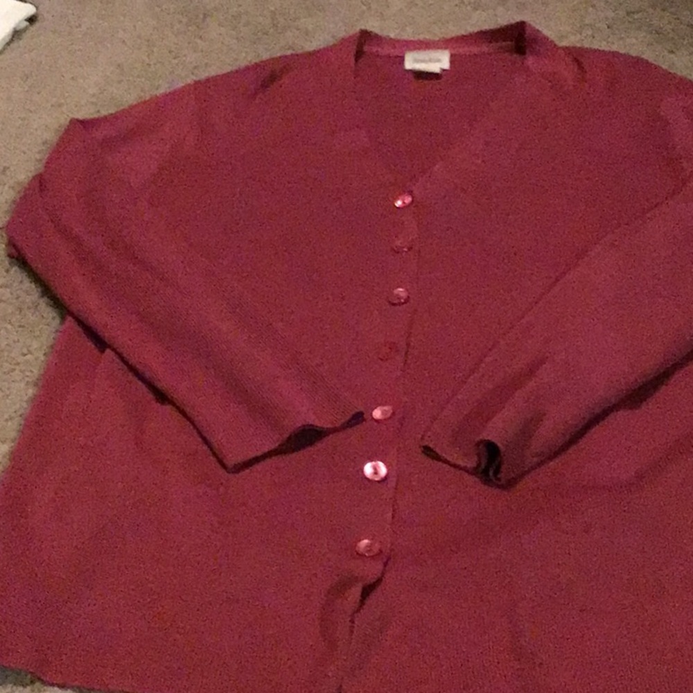 NEIMAN MARCUS 100% SILK Cabernet Long  CARDIGAN LARGE  STUNNING